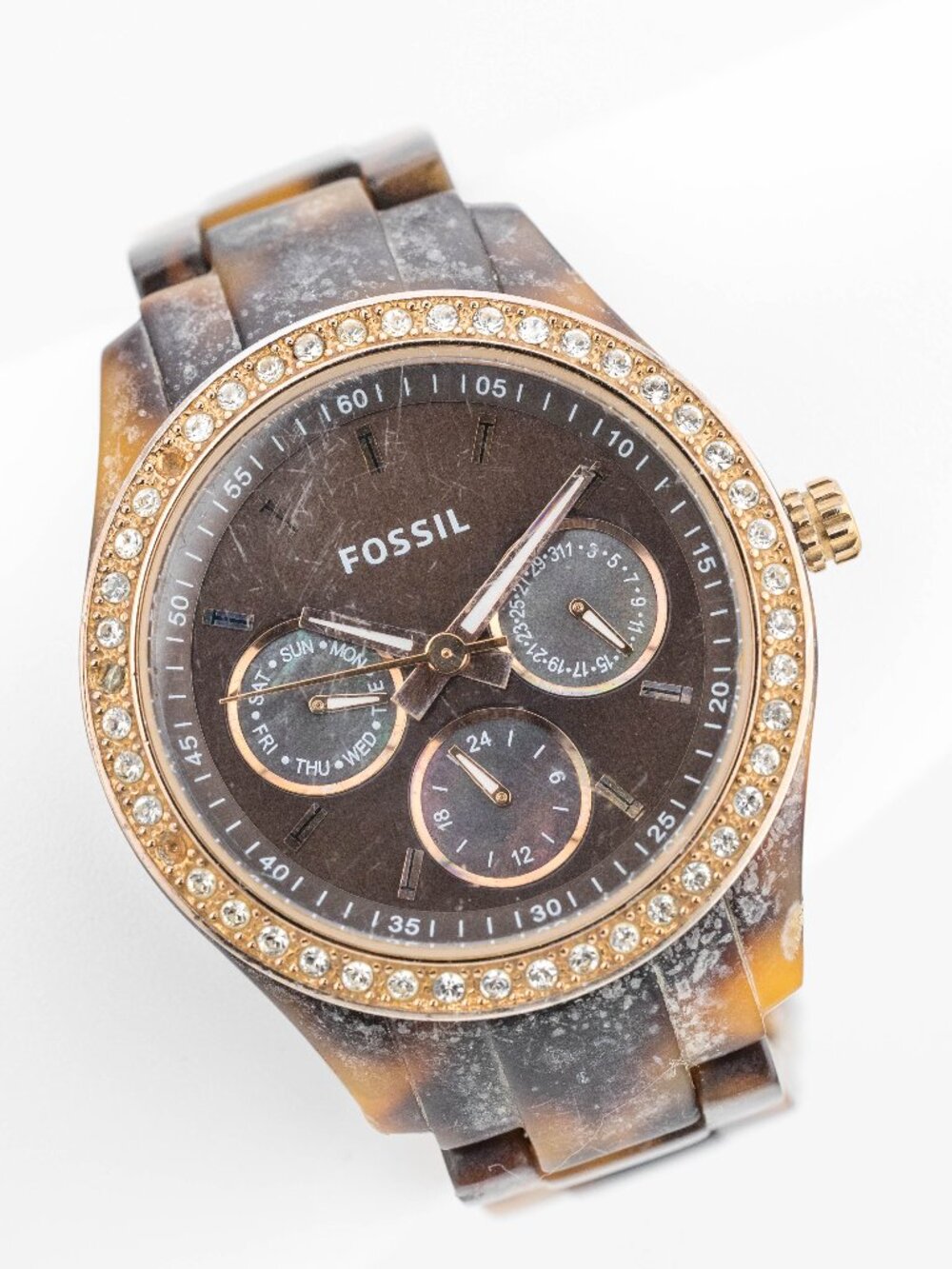 Fossil Stella ES2923 Tortoiseshell Watch Quartz Analog Women’s Fresh Battery